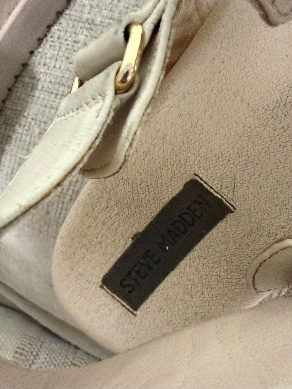 Steve Madden Cream Shoulder Bag with Gold Hardware